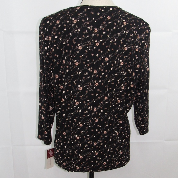 JM Collection Flowery Top Size XL 3/4 Sleeve NEW - Picture 7 of 7